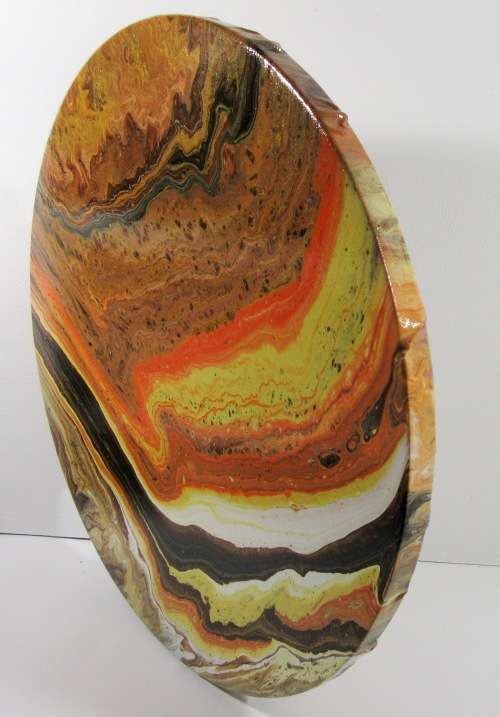 Acrylic Pour Painting  - Agate Geode - Orange and Brown