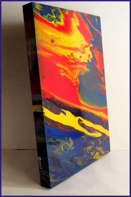 Acrylic Pour Painting on masonite board  - Silent Comet