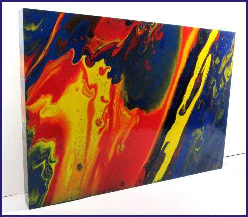 Acrylic Pour Painting on masonite board  - Silent Comet