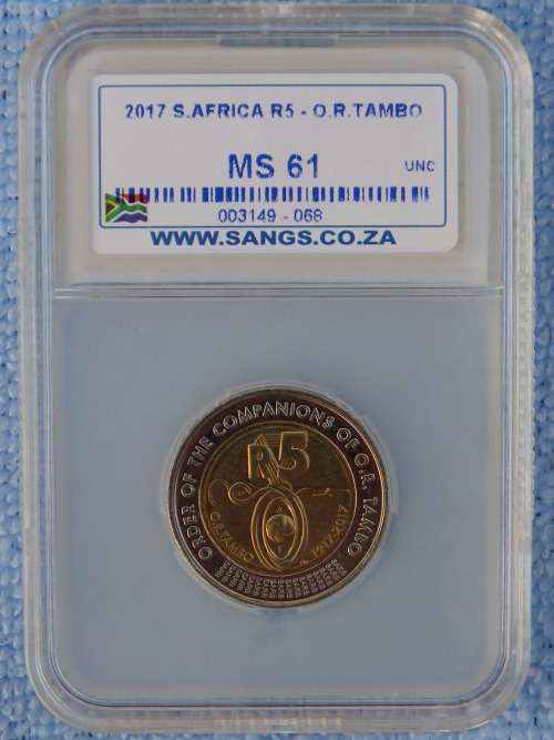 NEW COMMEMORATIVE 2017 O.R TAMBO R5. ** SANGS GRADED MS61 ** PRICE IS PER GRADED COIN.