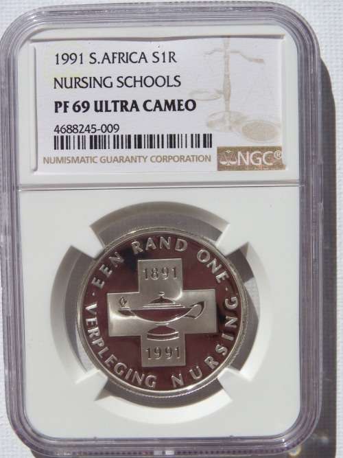 1991 NURSING SCHOOLS SILVER R1. NGC GRADED PROOF 69 ULTRA CAMEO