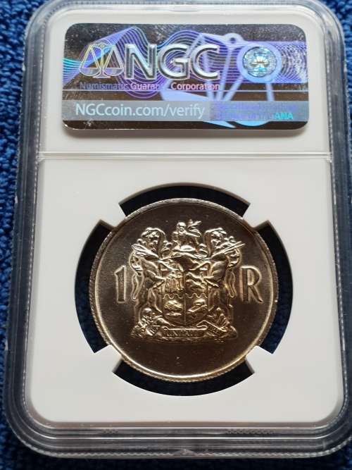 1969 SOUTH AFRICA SILVER R1 - DR DONGES AFRIKAANS - NGC  ** UNC DETAILS CLEANED**