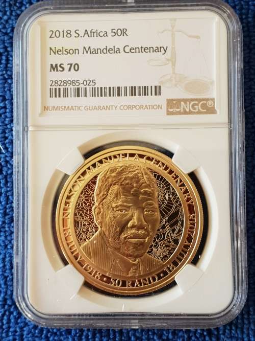 2018 NELSON MANDELA CENTENARY R50 - BRONZE ALLOY- PERFECT MINT STATE GRADE - NGC MS70