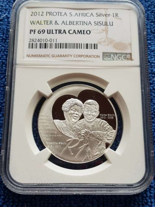 2012- WALTER &ALBERTINA SISULU  -  SILVER R1-   NGC GRADED PF69 ULTRA CAMEO