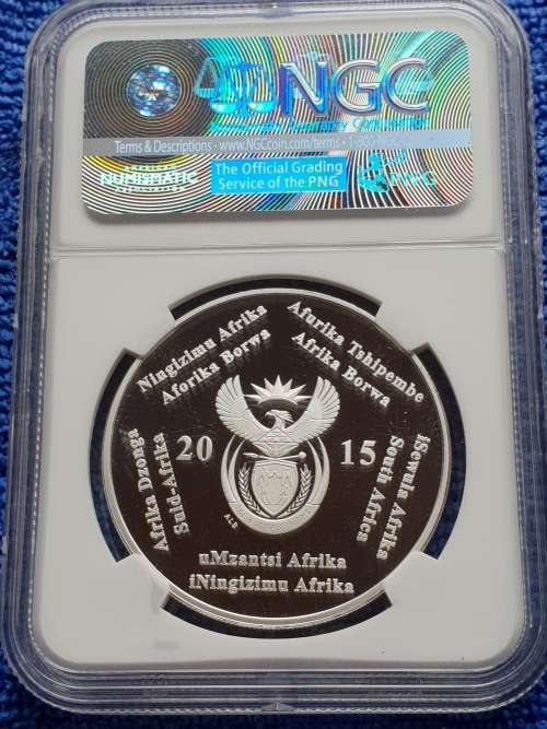 2015 SILVER R2  - COINAGE OF GRIQUA TOWN BICENTETENNIAL -   NGC GRADED PROOF 69 UC