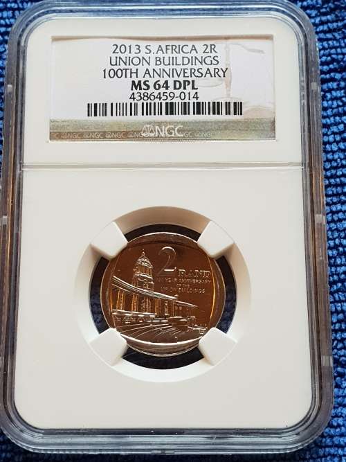 2013 SOUTH AFRICA R2 - UNION BUILDINGS 100TH ANNIVERSARY- NGC GRADED MS  D PL 64