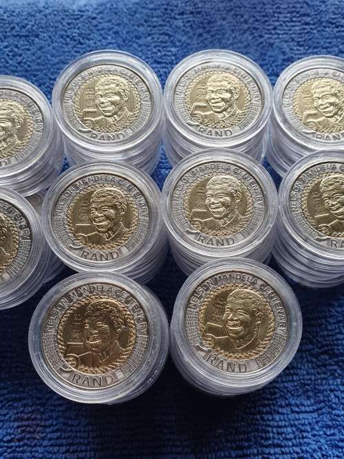 2018 NELSON MANDELA CENTENARY UNCIRCULATED R5 COINS IN CAPSULES