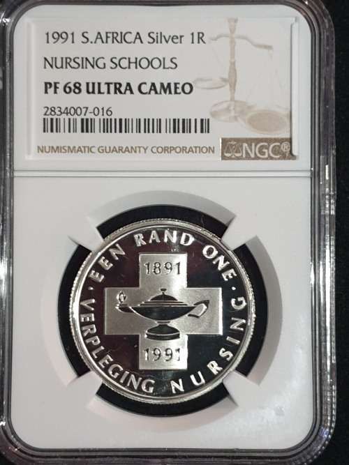 1991 SILVER R1.  - NURSING SCHOOLS -  NGC GRADED PROOF68 ULTRA CAMEO