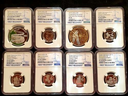 NEW!! 2019 8 PROOF COIN SET -CONSTITUTIONAL DEMOCRACY *25TH ANNIVERSARY* FINEST KNOWN !! ALL PF 70