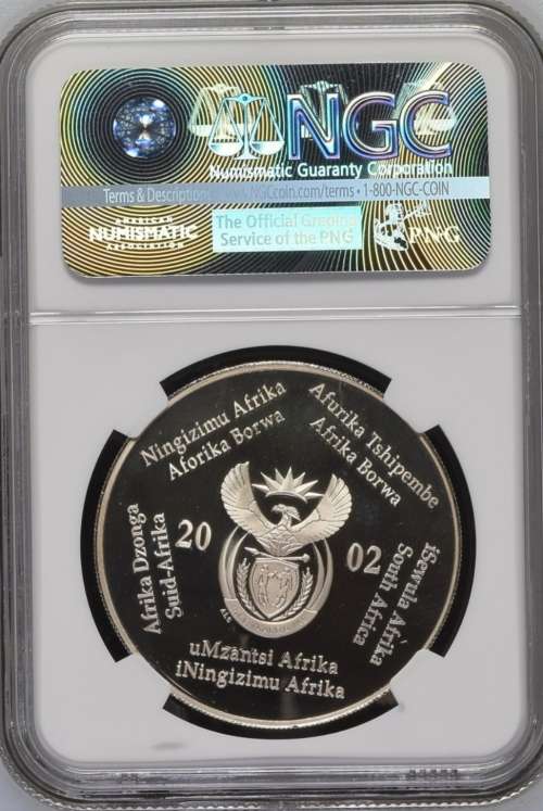 2002 SOUTH AFRICA SILVER PROOF R2  -SOUTHERN RIGHT WHALE-  NGC GRADED PF69 UC