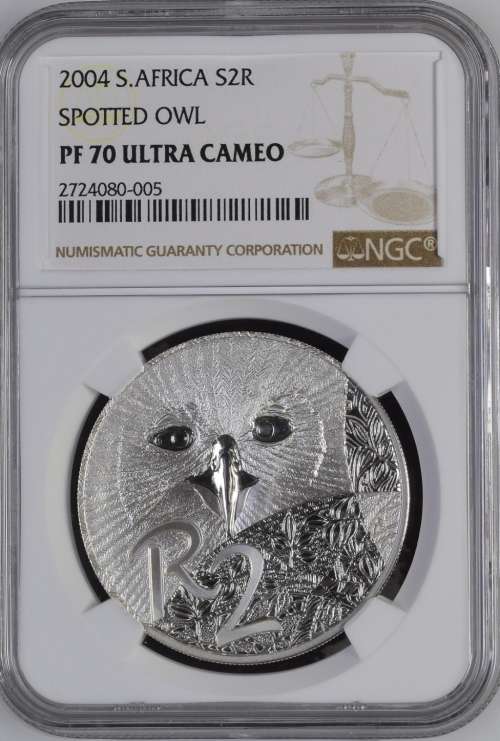 2004 SILVER PROOF R2 CROWN     -SPOTTED OWL-     NGC GRADED PF70 UC  **FINEST KNOWN!**