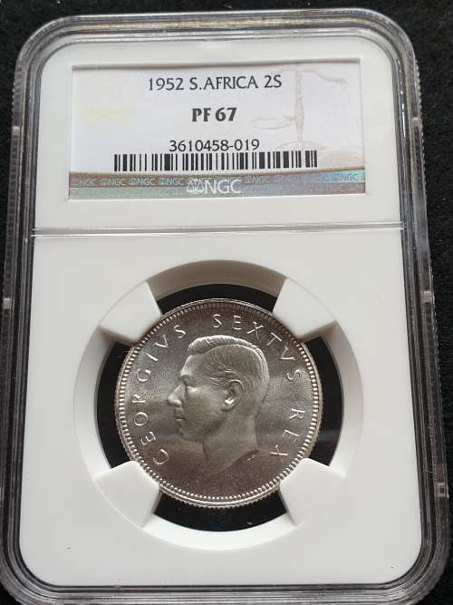 1952 SOUTH AFRICA  2 SHILLING      NGC GRADED PF67     *TOP POP!*