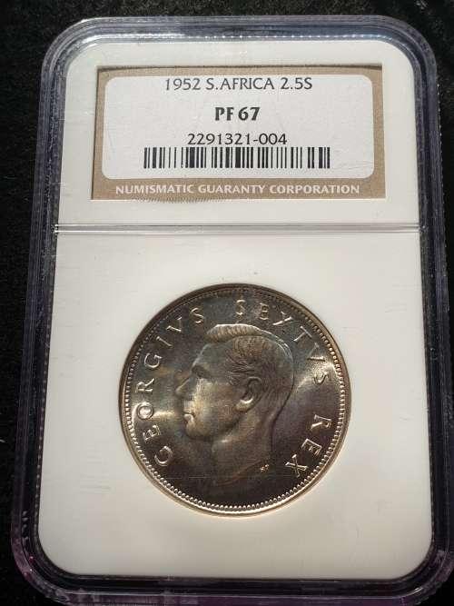 1952 SOUTH AFRICA 2.5 SHILLING      NGC GRADED PF67     *TOP POP!*