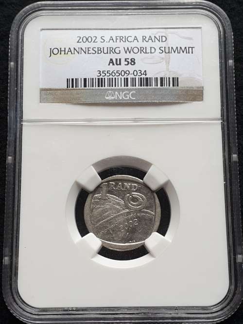2002 SOUTH AFRICA R1 JOHANNESBURG WORLD SUMMIT. NGC GRADED AU58