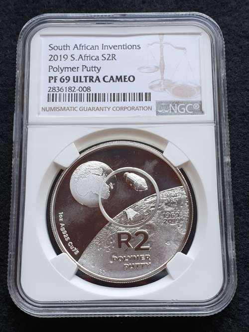 2019 SOUTH AFRICAN INVENTIONS SILVER R2-POLYMER PUTTY- NGC GRADED PF69 ULTRA CAMEO