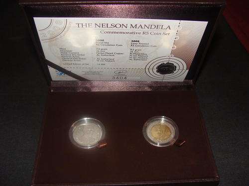 NELSON MANDELA COMMEMORATIVE R5 COIN SET. STILL SEALED AS ISSUED