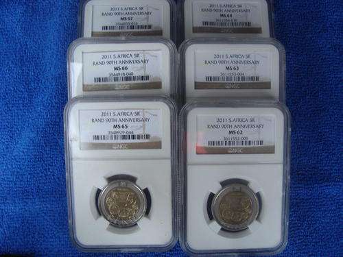 2011 SARB 90TH ANNIVERSARY R5  COIN SET NGC MS 62 63 64 65 66 67 1 BID FOR ALL 6 COINS