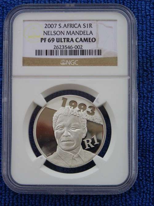 2007 NELSON MANDELA SILVER R1    NGC GRADED    PROOF 69 ULTRA CAMEO  2ND HIGHEST GRADE AVAILIBLE!!