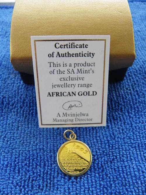1/10 OZ 999.9 GOLD PENDANT DE KLERK SPEECH **NOBEL LAUREATE R5**