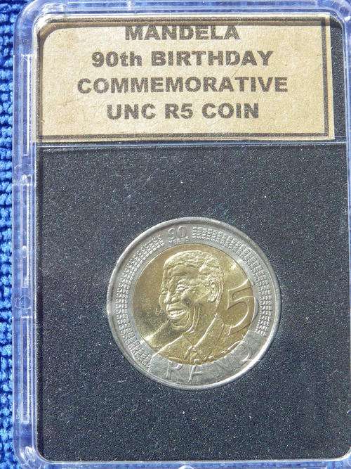 2008 NELSON MANDELA 90TH BIRTHDAY R5  **UNCIRCULATED IN COIN SLAB**.