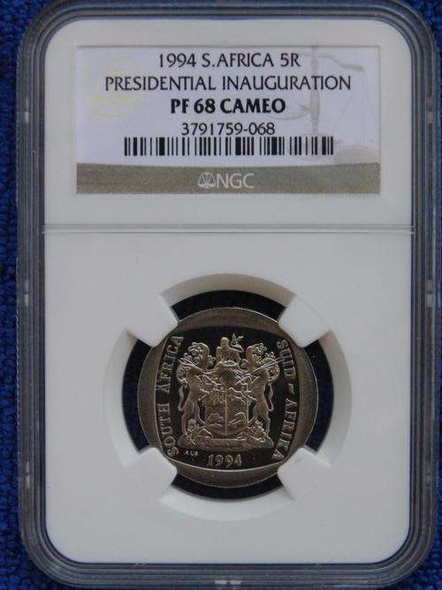 1994 PRESIDENTIAL INAUGURATION R5. NGC GRADED PF 68 CAMEO **SCARCE GRADE**