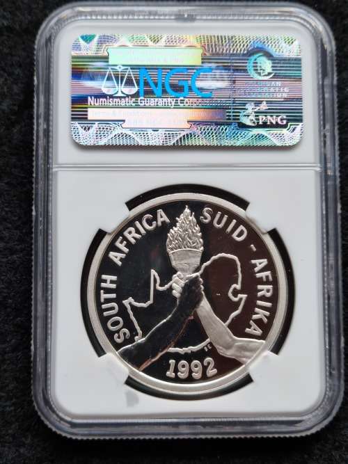 1992 SOUTH AFRICA SILVER R2   - OLYMPICS -  NGC GRADED PF69 ULTRA CAMEO. -**SECOND FINEST!! **