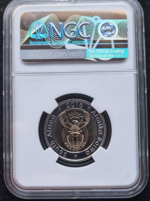 3 AVAILABLE!! 2018 NELSON MANDELA CENTENARY R5. - COLOUR LABEL-  NGC GRADED MS 67. BID IS PER COIN!