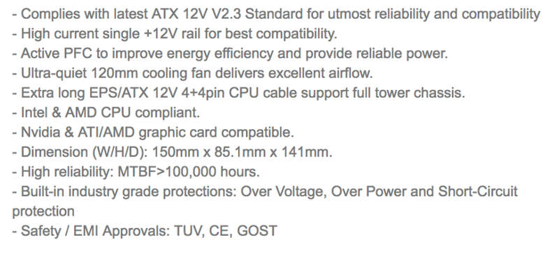 CMI Litepower 350W PFC Power Supply PC COMPUTER POWER SUPPLY ATX INTEL AND AMD