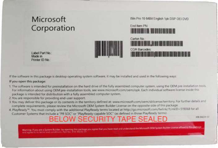 WINDOWS 10 PRO X64 ORIGINAL BRAND NEW SEALED RETAIL PACKAGING ORIGINAL WINDOWS DVD AND LICENSE