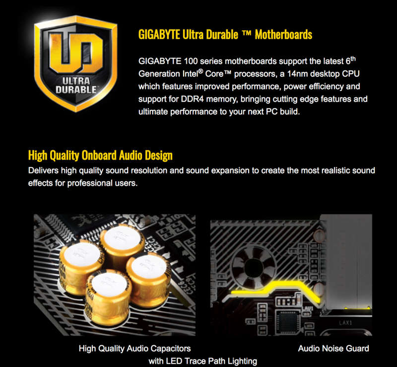 Gigabyte GA-H110M-DS2  LGA1151 Motherboard - Support For 7TH And 6TH Generation Intel Core I7 Proces