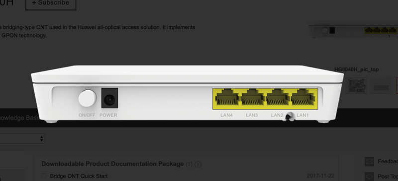 HUAWEI ECHOLIFE HG8040H BRIDGE GPON TERMINAL FIBRE ROUTER