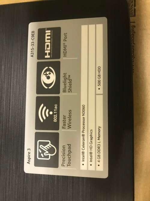 Acer Aspire 3 - 15.6 " , Intel Celeron , 15.6 '', 4 GB DDR 3 , 500 GB HDD