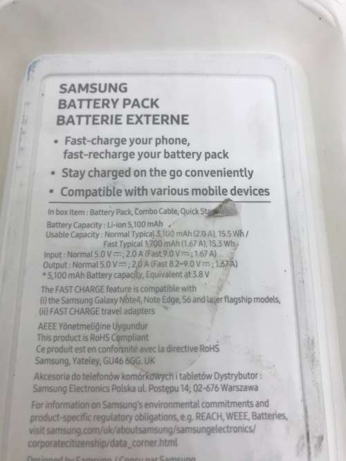 Original !!! Samsung 5100 mAh Battery Pack / Powerbank - USB Type C
