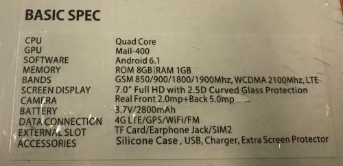 Brand New Sealed !!! Mi One M-703 Dual Sim Tablet