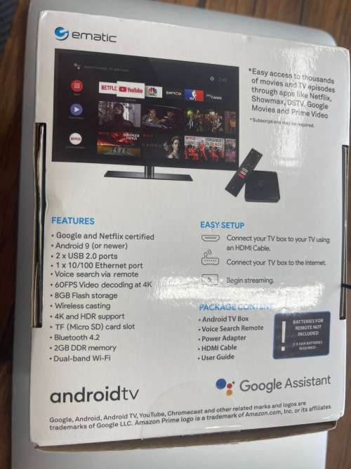 Ematic 4K Ultra HD Android TV Box.