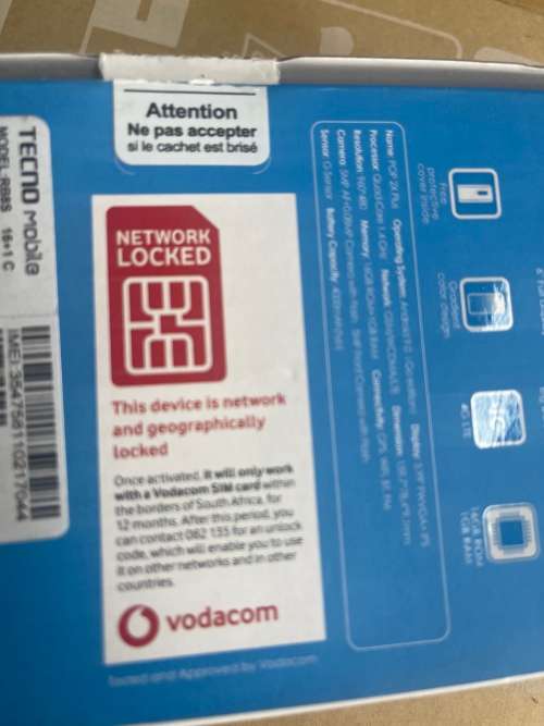 TECNO POP 2X PLUS - Factory locked to VODACOM