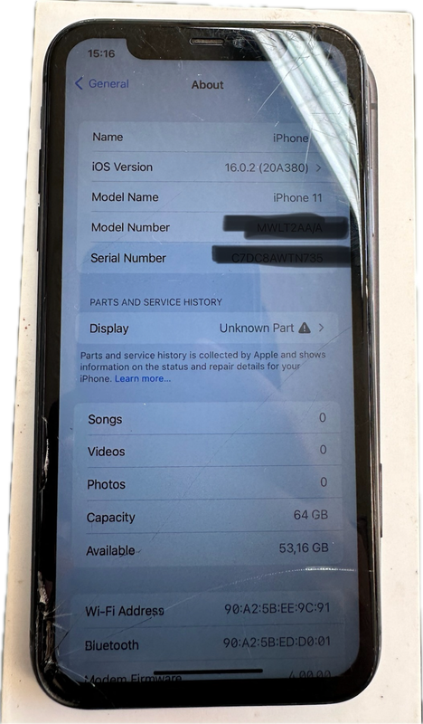 Clearance:  IPHONE 11 64GB - Cracked Screen