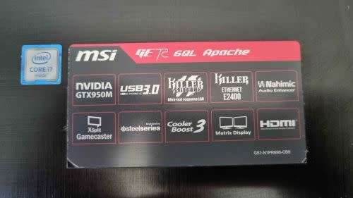 Msi Laptop i7- 6th gen preowned