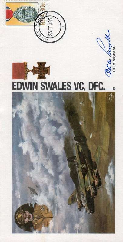 Edwin Swales VC,DFC with variety on back of envelope