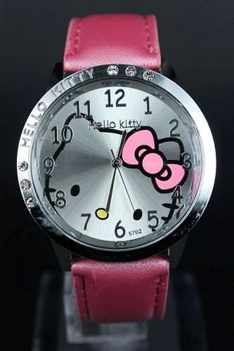 Hello Kitty Watch with Crystals in Dark Pink