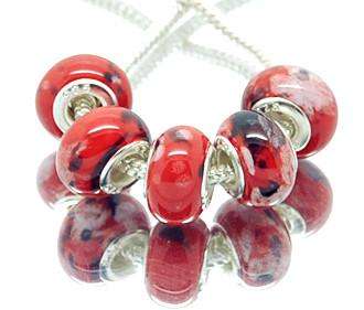 Ceramic Bead, red- fits most European Style Charm Bracelets and Necklaces
