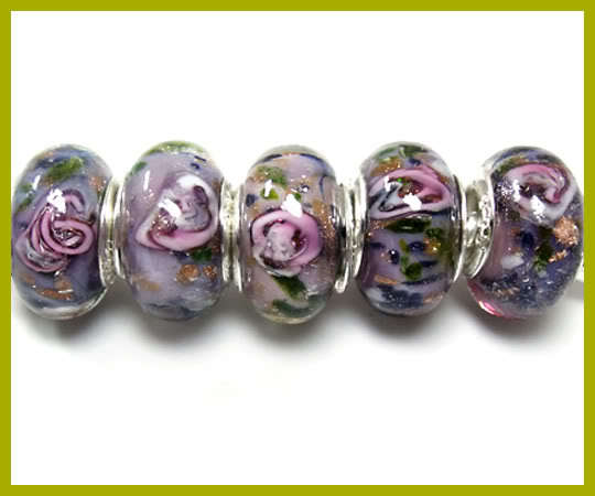 Murano Style Bead Gold Dust- fits most European Style Charm Bracelets and Necklaces