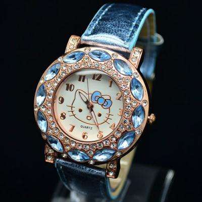 Hello Kitty Watch blue with Rhinestones all around the face