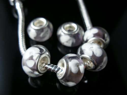 Murano Style Bead with Silver Core, fits most European Charm Bracelets