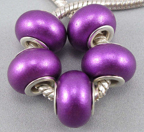 Bead, Metallic Purple Bead, Murano Style - fits most European Style Charm Bracelets