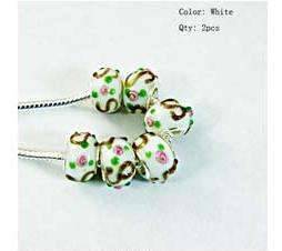Bead, Murano Style Bead, White - fits most European Charm Bracelets
