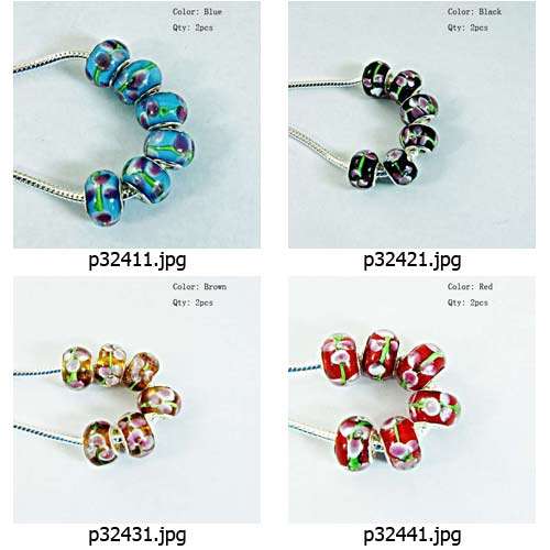 Bead, Murano Style Bead, Mixed Set of 8 Beads- fits most European Charm Bracelets