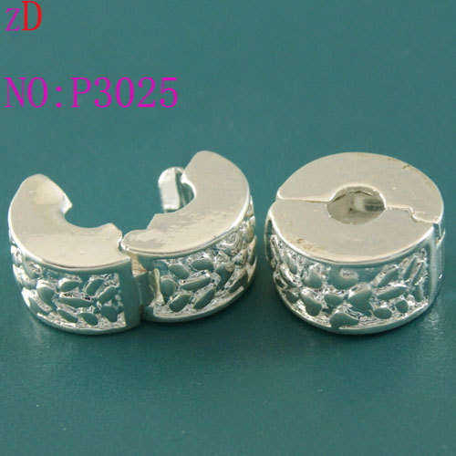 925 Sterling silver Plated Bead, Stopper Bead, Clip Lock