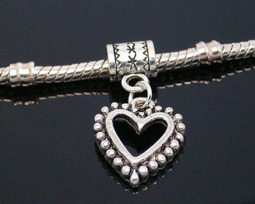 Heart Dangling Bead fits most European Charm Bracelets
