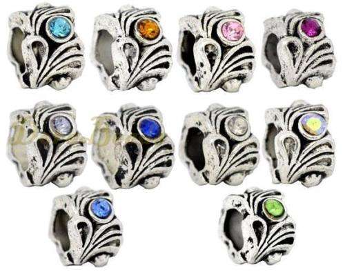 Tibetan Silver Bead fits most European Charm Bracelets with Crystals